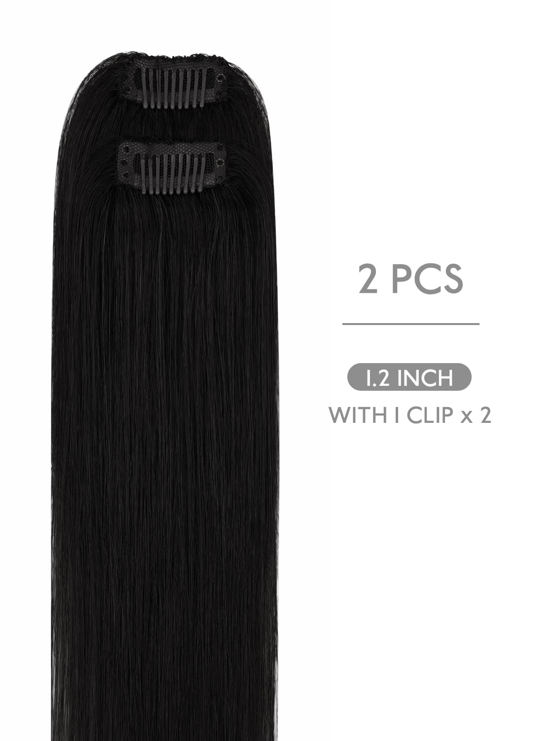 WENNALIFE Scalp Hair Fill-ins Clip in Hair Extensions Real Human Hair 14 inch 2pcs 10g Jet Black Hair Extensions Clip Ins Invisible Scalp & Part Line Coverage Remy Hair Extensiones De Cabello Humano