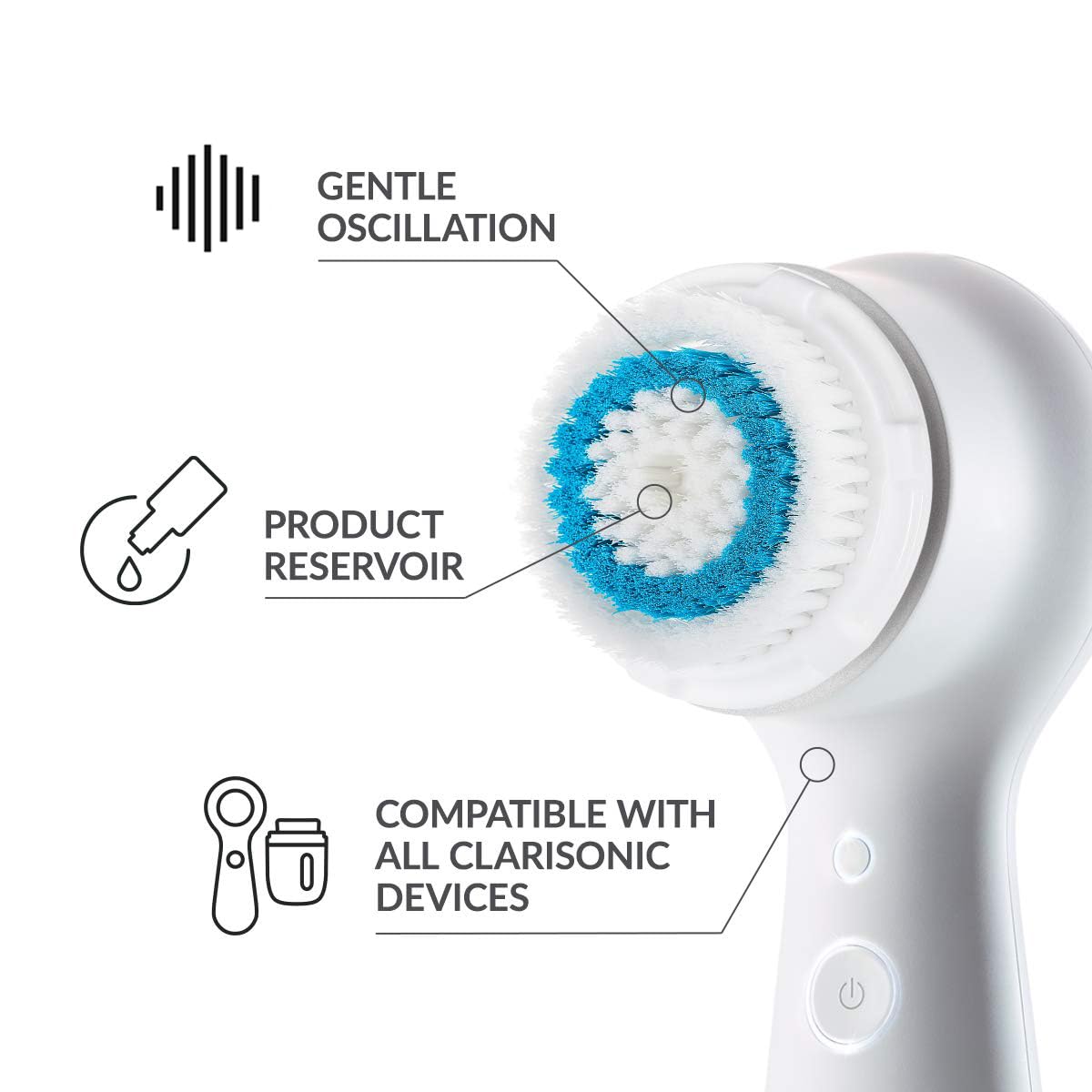 Brush Head Replacement Compatible with Clarisonic Mia 1, Mia 2, Mia Fit, 2 Pack, Deep Pore Facial Cleansing Replacement Head