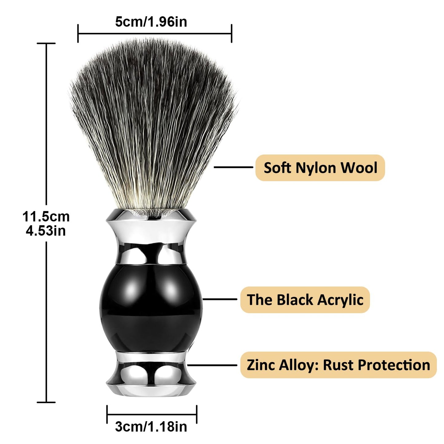 Men's Luxury Shaving Brush - GRUTTI Shave Brush for Wet Shave Using Shaving Cream & Soap，Professional, Fast - Lathering, No - Shedding, Synthetic Bristles - for Men Gift