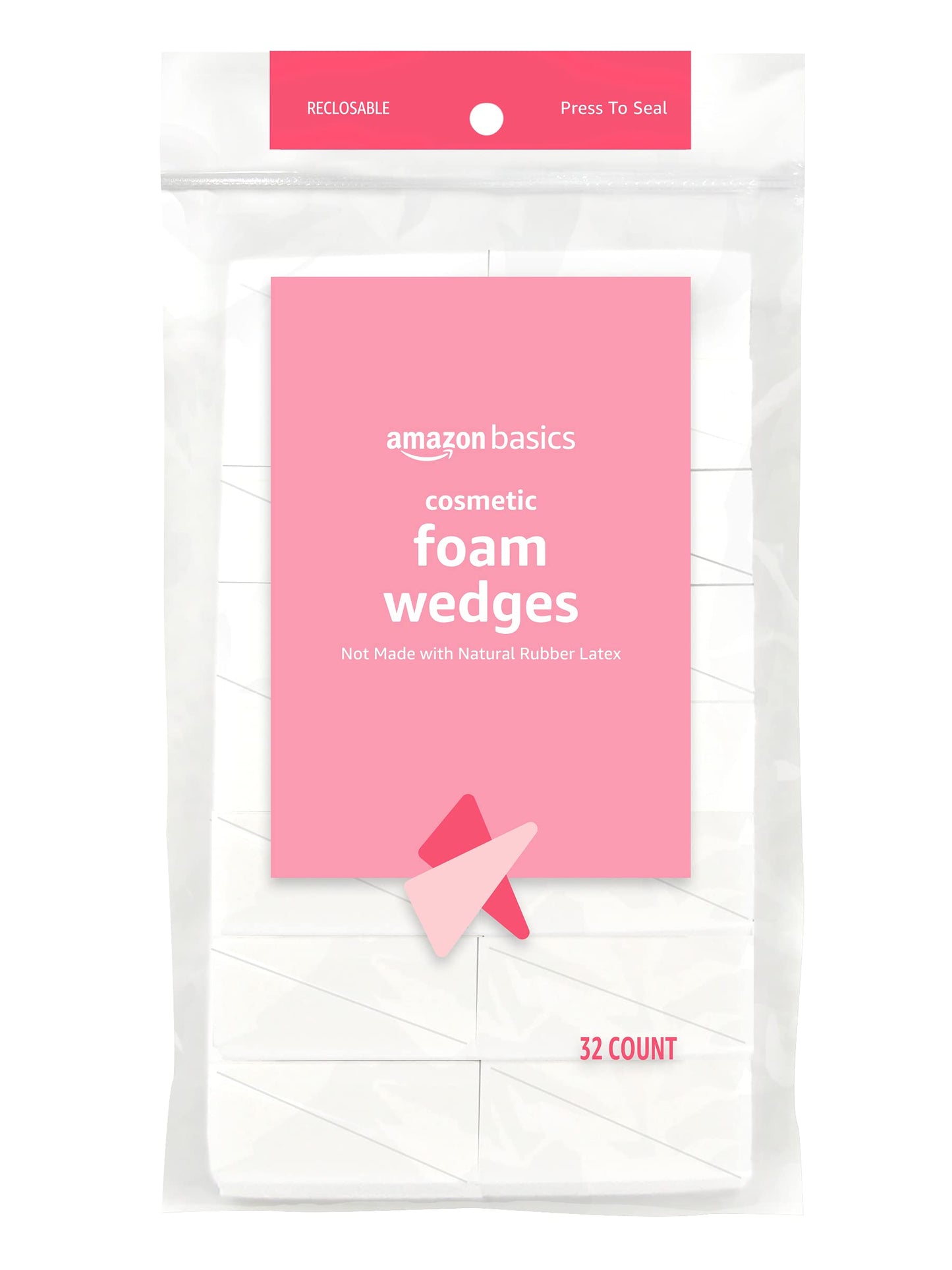 Amazon Basics Cosmetic Rectangular Foam Wedges for Makeup Application and Blending, 192 Count (6 Packs of 32), White (Previously Solimo)