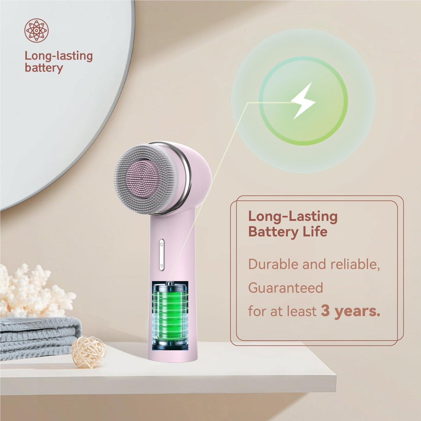 Eliteshine Electric Facial Cleanser Brush Equipped with Dual-Rotating Silicone and Bristle Brushheads,Rechargeable Electric Silicone Face Scrubber Exfoliator,Facial Cleansing Brush,for Women Skincare