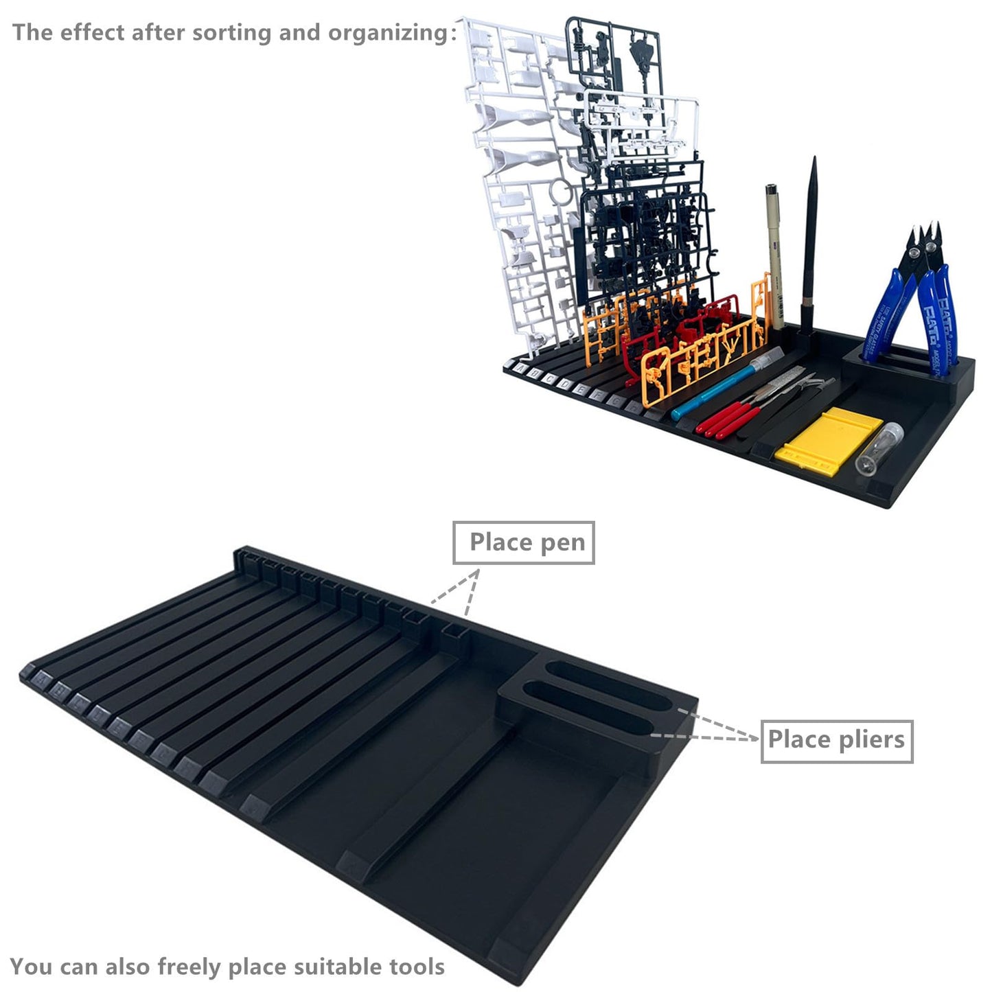 Yarastafu 2-Piece Model Kit Tools Organizer Stand with Storage Rack, A storage rack suitable for various Gundam character models and Gunpla parts and accessories.