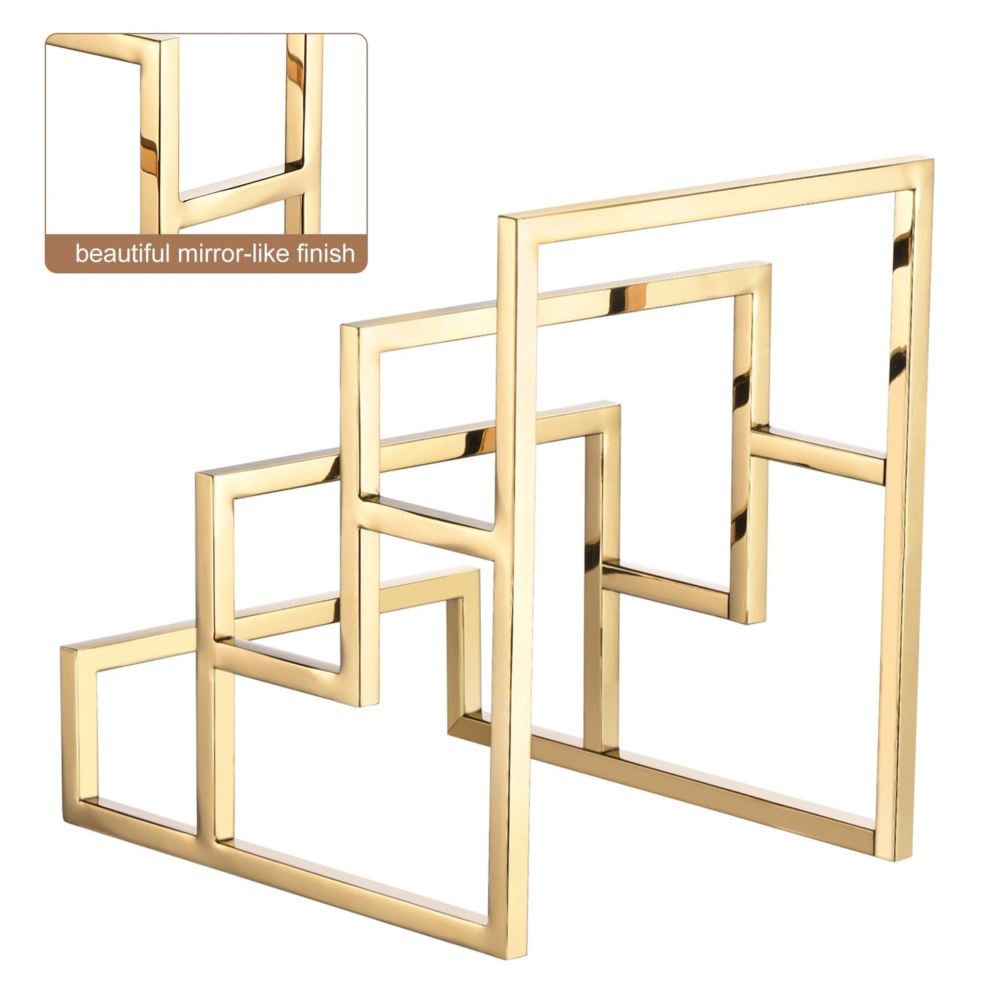 uxcell Clutch Purse Display Stand 3 Layer Wallet Display Rack Metal Clutch Holder Riser for Home Retail Store Supplies - Gold, 2Pcs