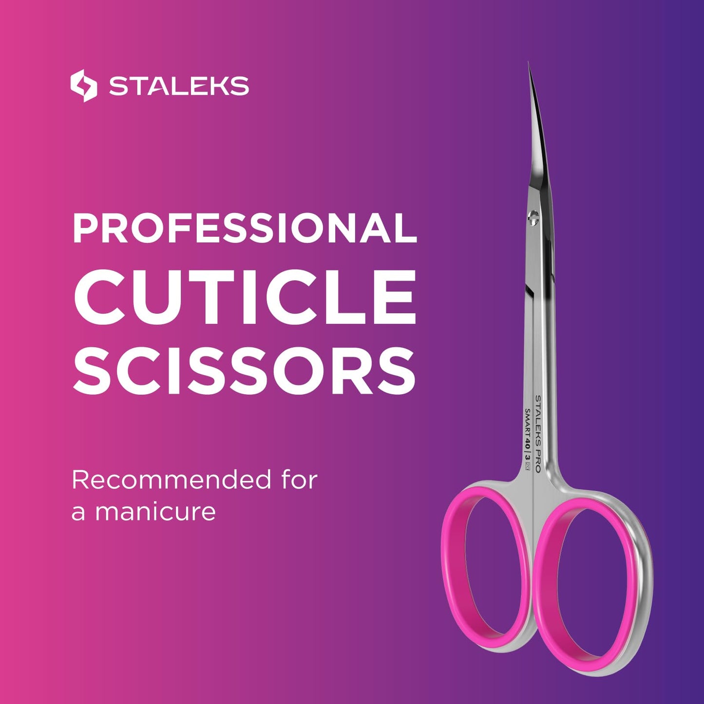Staleks Professional Cuticle Scissors – Manicure Scissors, Stainless Steel, Extra Fine Curved Blades Smart 40 Type 3 SS-40/3