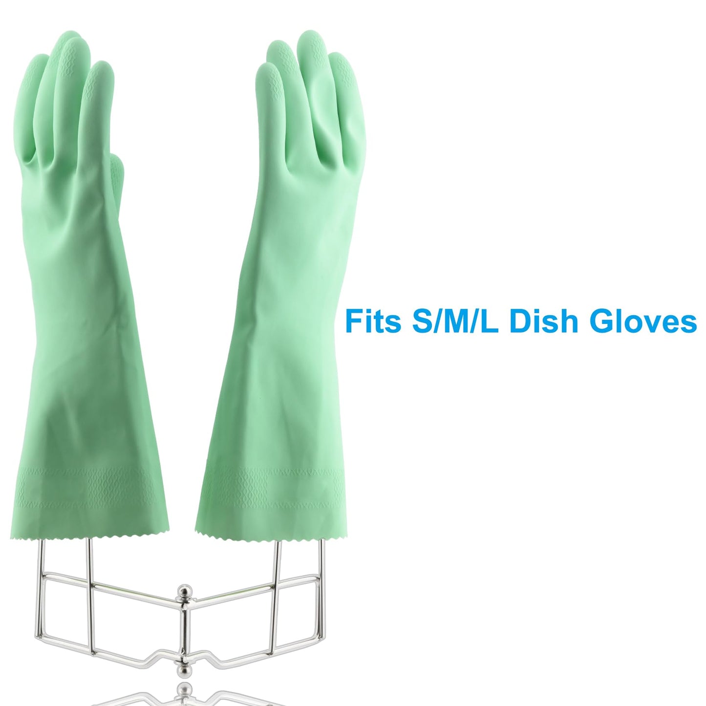 LEKUSHA Stainless Steel Dish Gloves Holder, Space-Saving Drying Rack, Silver