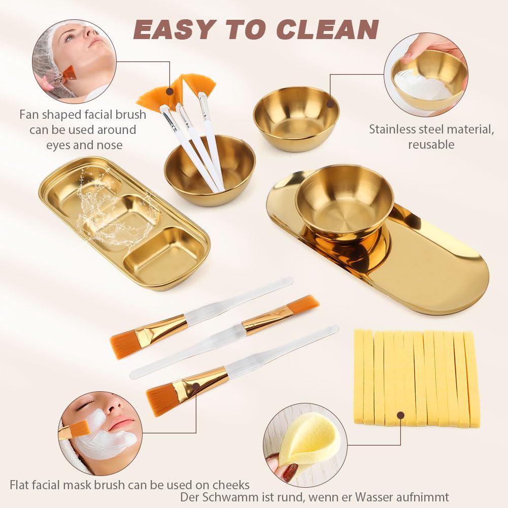 25 Pcs Esthetician Supplies, Stainless Steel Facial Bowls, Mask Applicator Tool, Professional Facial Supplies Set for Estheticians