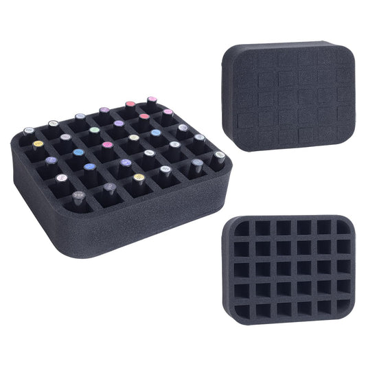 YAHOURWAT Nail Polish Organizer Holder Foam Pad with Slots for Storage 30 Bottles (15ml/0.5fl.oz) Nail Polish or Essential Oil Tray for Drawers Black
