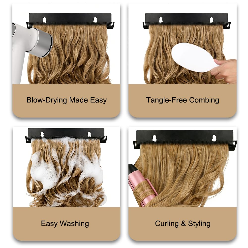 Hair Want Hair Extension Holder Stainless Steel Hair Extension Hanger Organizer Rack for Styling Hair Hanger Tool for Washing, Coloring and Blow-Drying of Weft, Clip-In, Tape-In Extensions