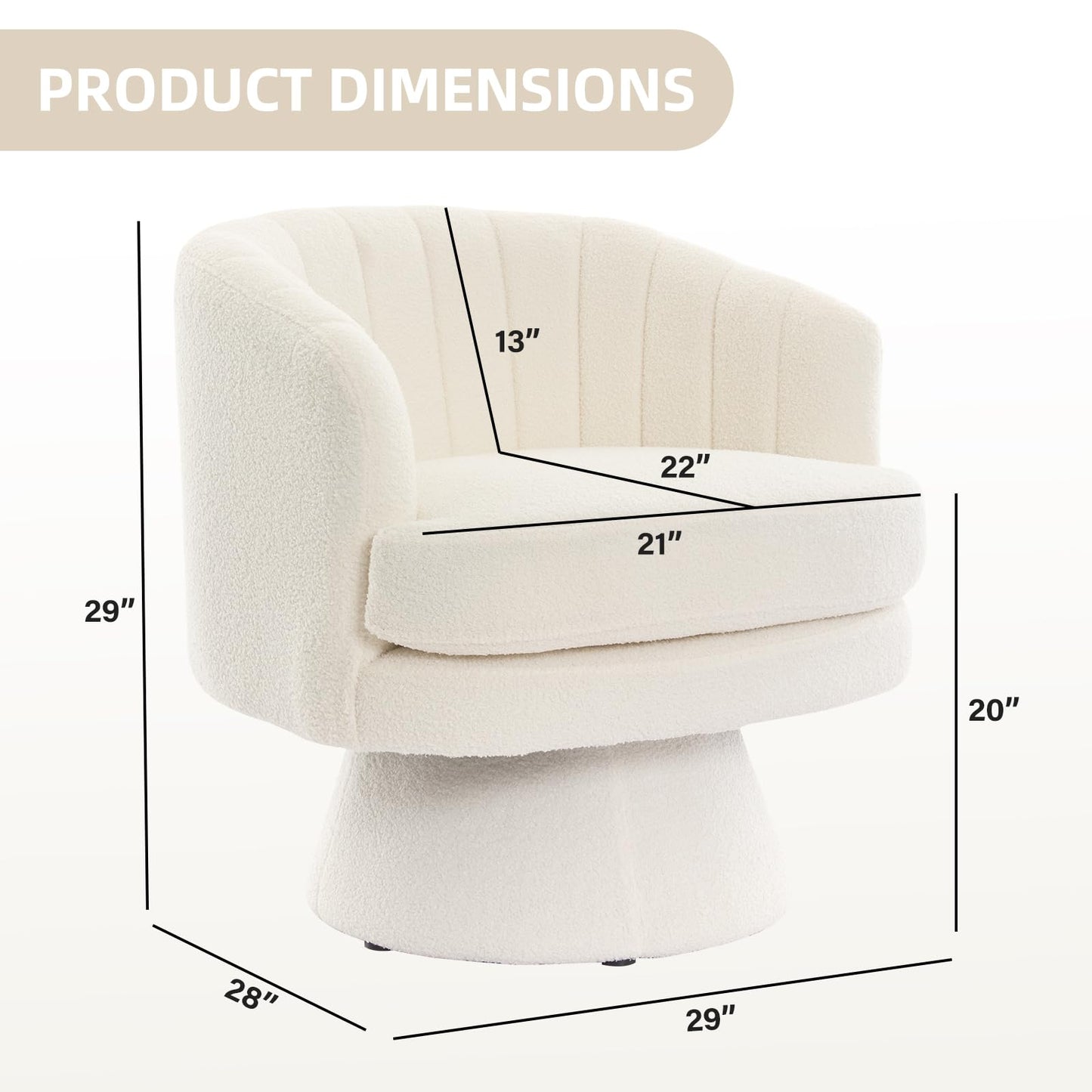 CANMOV Swivel Accent Chair with Armrest, Modern 360 Degree Swivel Barrel Chair with Curve Back and Soft Cushion,Comfy Round Sherpa Teddy Armchair Single Sofa for Living Room,Bedroom,Waiting Room,Beige