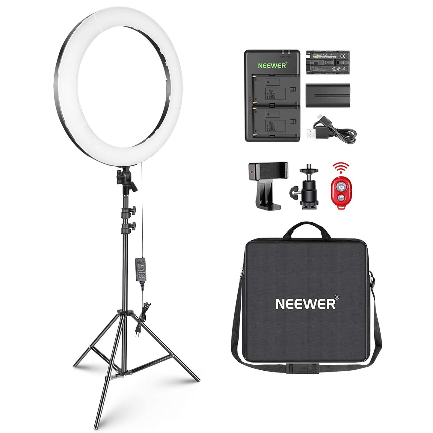 NEEWER 20 inch LED Ring Light Kit with Tripod Stand and Phone Holder Compatible with iPhone, Ringlight for Makeup YouTube Video Recording Selfie Studio Streaming Makeup Barber Lash Salon Lighting
