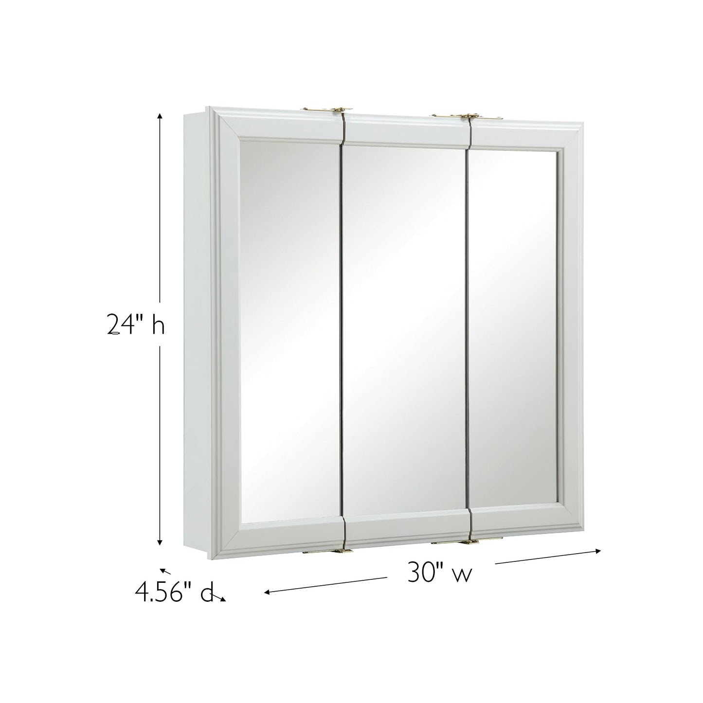 Design House Wyndham Bathroom Medicine Cabinet with Mirror, 30 Inch Wall Mount Medicine Cabinet, 3 Mirrored Doors, Bathroom Wall Cabinet with Storage, White, 30" W x 4.5" D x 24" H, 535864-WHT