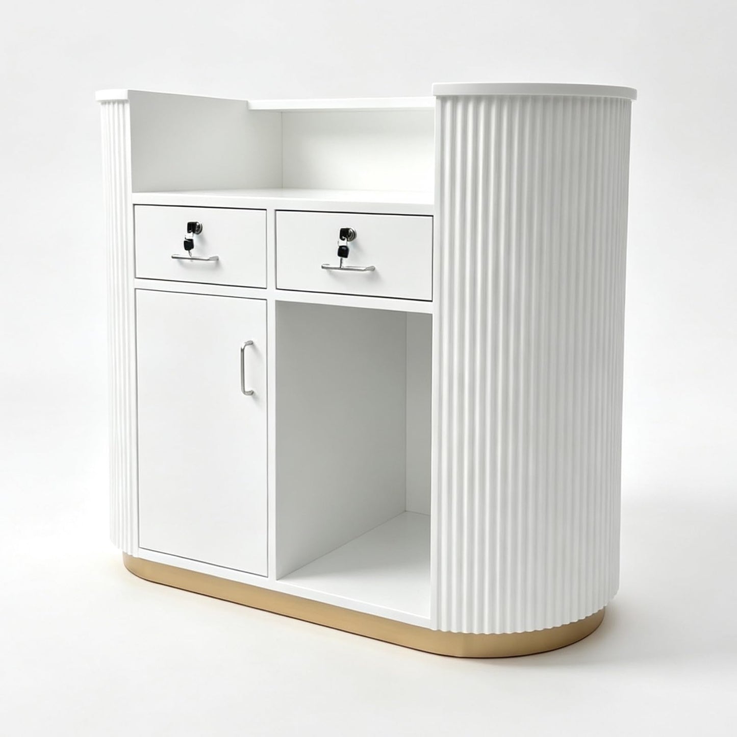 Modern Reception Desk with Counter,White Upgraded Front Counter Table for Beauty, Spa, Nail, Hair Salon, Lobby,1200 * 600 * 1000mm(47 * 24 * 39'')