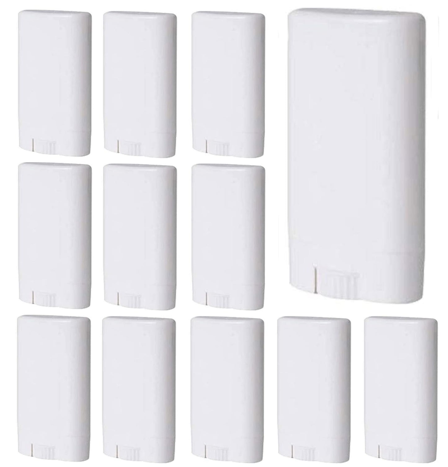 Sxminer 30 Pcs 15ml White Empty Deodorant Container Oval Lip Balm Tube Twist-Up Refillable Tubes Plastic Lipstick Tube 0.5 oz Filling Deodorant Stick BPA-Free for Homemade Lotion Bars Crayon Chapstick
