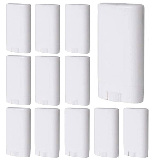 Sxminer 30 Pcs 15ml White Empty Deodorant Container Oval Lip Balm Tube Twist-Up Refillable Tubes Plastic Lipstick Tube 0.5 oz Filling Deodorant Stick BPA-Free for Homemade Lotion Bars Crayon Chapstick