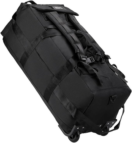 Rolling Duffle Bag with Wheels, 92L 34” Folding Duffle Backpack Soft-Sided with 2 Wheels, 6-way Carry-On Large Travel Bag Men/Women Multiple Pockets for Long Trip, Black
