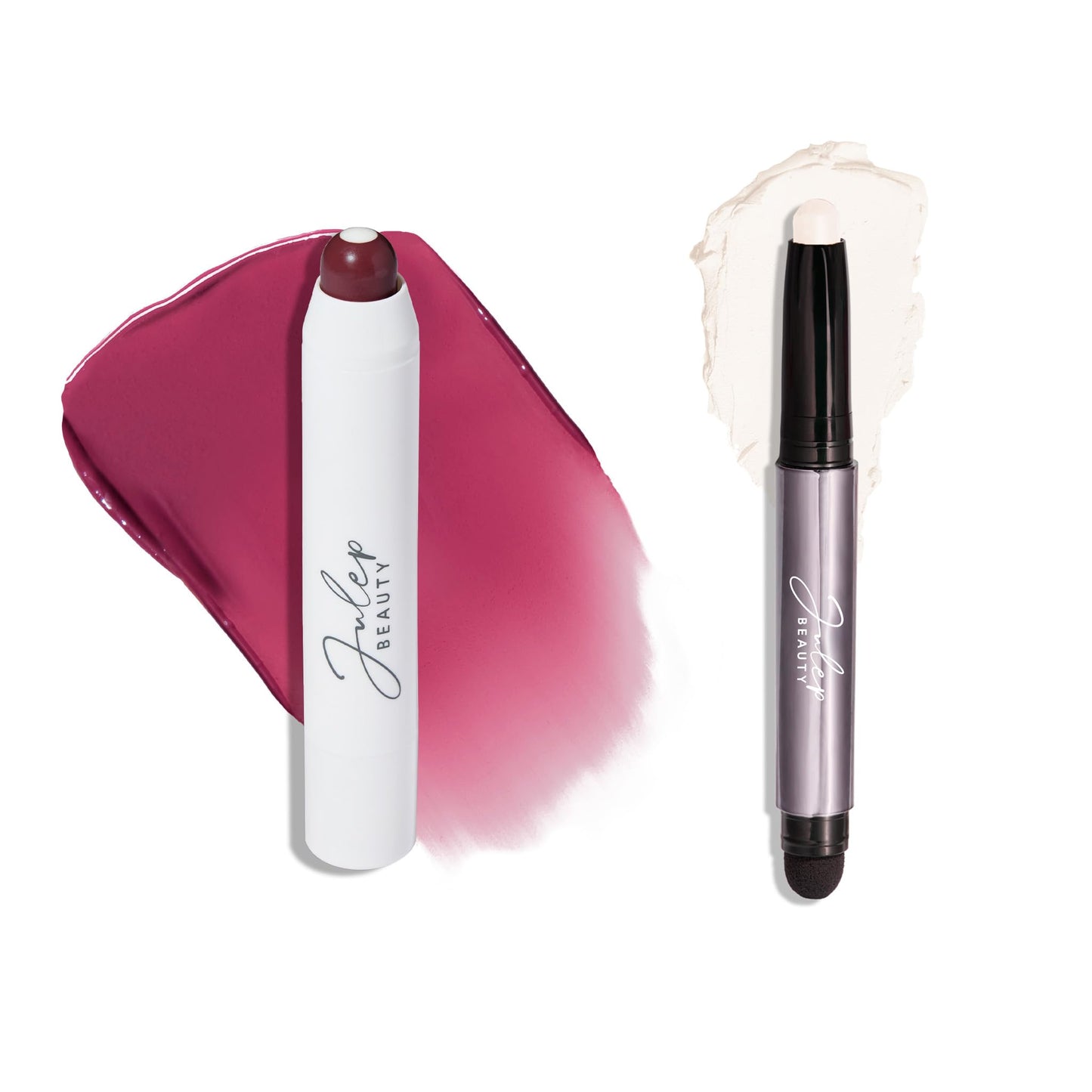 Julep Eyeshadow 101 Crème to Powder Waterproof Eyeshadow Stick, Snowfall Matte & It's Balm Lip Balm Crayon, Full-Coverage Lipstick & Lip Moisturizer with Semi Gloss Finish, Vamped Up