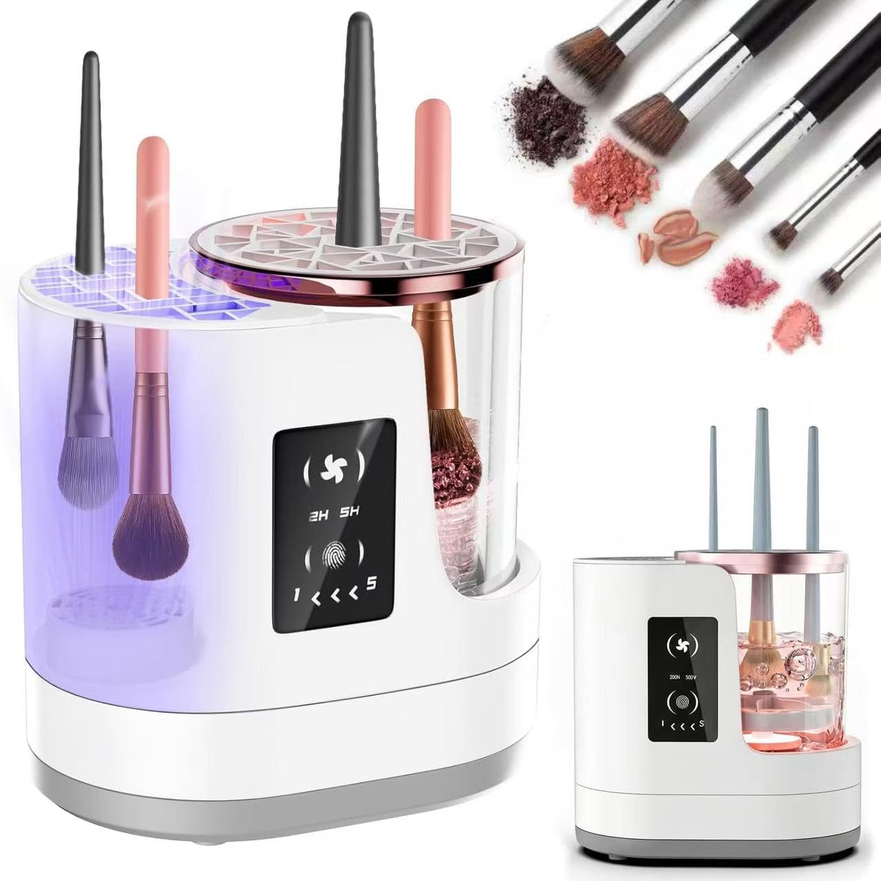 Hublaolss 3 IN 1 Electric Makeup Brush Cleaner & Dryer Machine, Automatic Makeup Brush Cleaner, Portable USB Cosmetic Brushes Cleaner Tool for All Size Beauty Makeup Brush Set, Blush Brush, Sponges