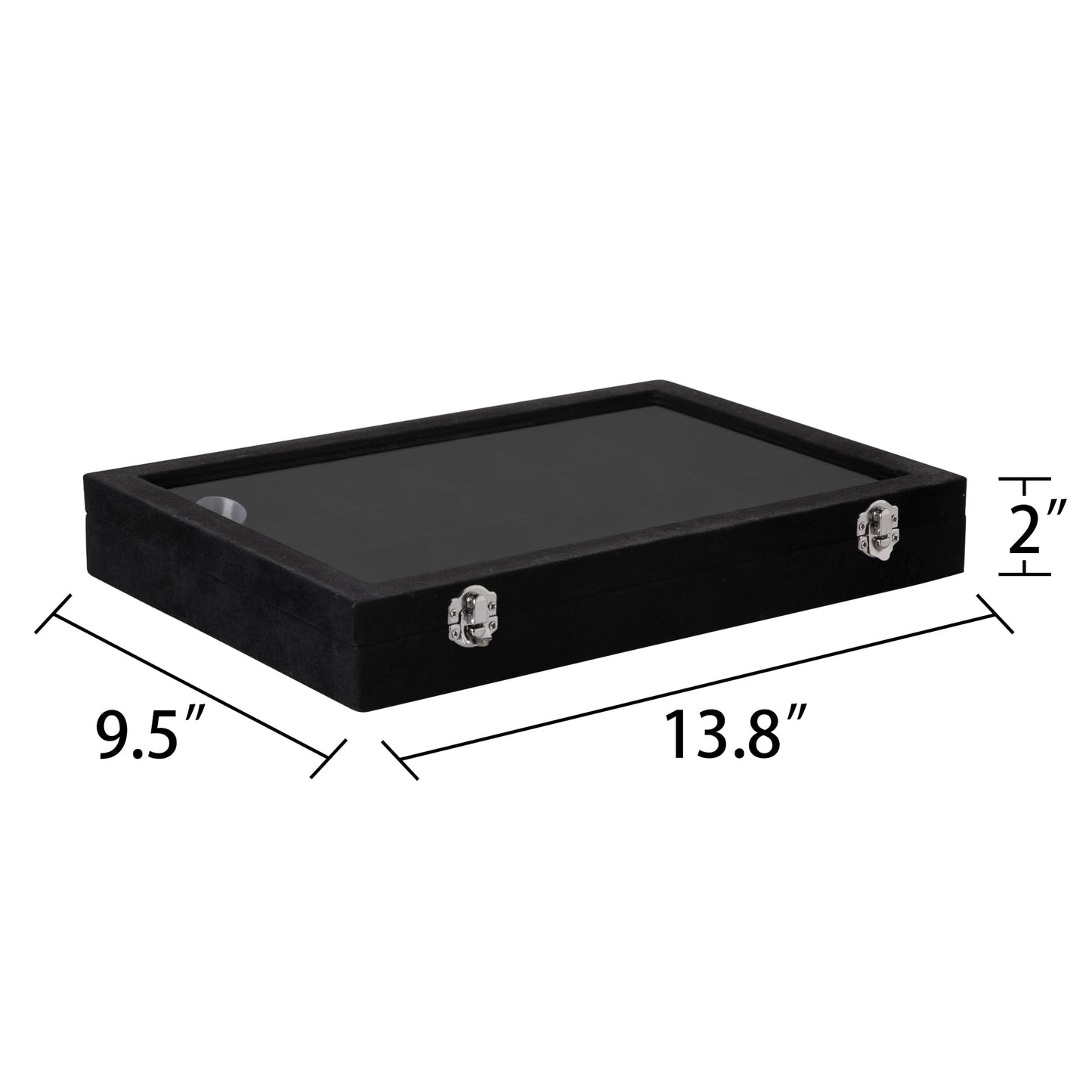 Frebeauty Velvet Jewelry Tray,24 Grid Jewelry Organizer with Clear Lid,Earring Holder Organizer with Clasp,Drawer Insert Rings Pendants Brooches,13.8 x 9.5 x 2 Inches,Gift for Women Girls(Black)