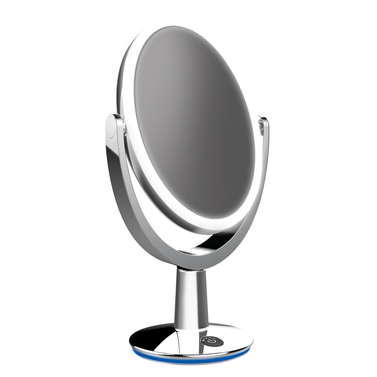 RENEWLAB BY BIOMAX Superstar Oval Shaped Dual-Sided Lighted Makeup Mirror, 1X/5X Magnifying Vanity Makeup Mirror, 360 Degree Rotating Adjustable Brightness Mirror, Brushed Nickel