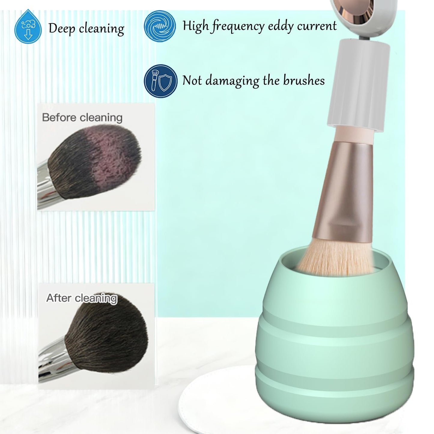 Luslife Electric Makeup Brush Cleaner, with Fast Spin-Dry – 12000 RPM, 800mAh Type-C Rechargeable, All-in-One Washer & Dryer for Makeup Brushes, Ideal Gift for Women