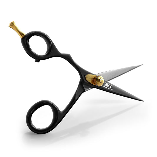 LEFT HANDED Razor Sharp Mustache & Beard Scissors - 5.5" - 100% High Carbon Stainless Steel - Facial Hair Trimming Shears (LEFT HANDED - Black)