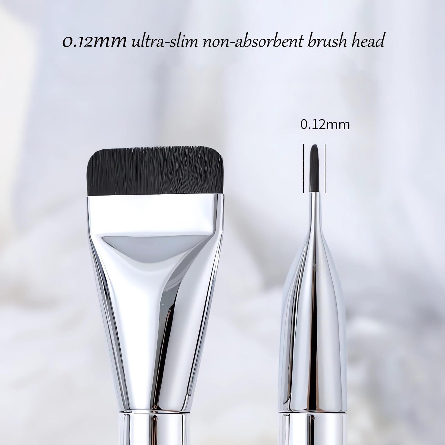 Flat Spatula Foundation Brush Non-Absorbent Ultra-Slim Kabuki Brush Spatula Brush for Foundation Blending Liquid, Cream or Flawless Makeup Application with 2 Puffs