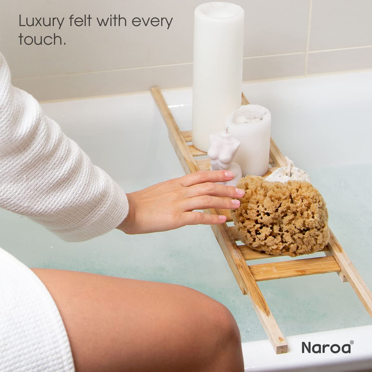 Naroa Massage Natural Shower Sponge | Unbleached Body Scrubber Puff | Bath Sea Loofah for Healthy Skin | Sustainable Plastic Free (Small)