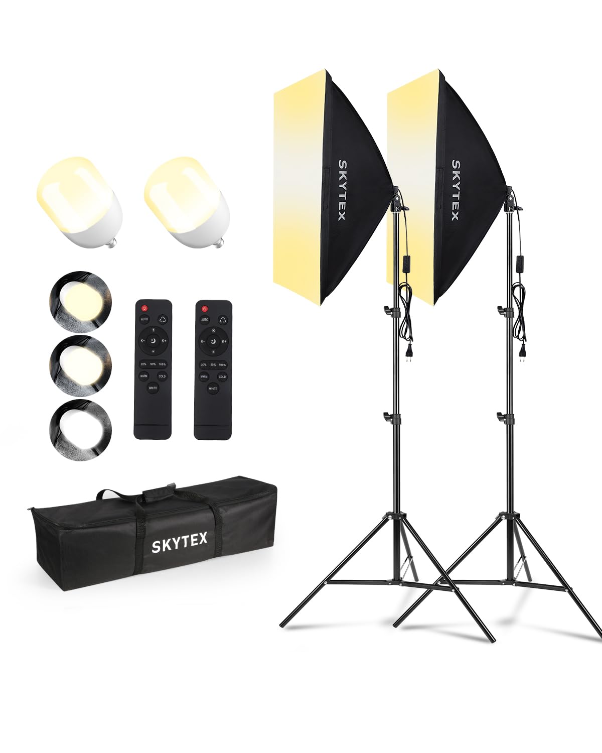 Skytex Softbox Lighting Kit 2Pack,20x28in Soft Box |Upgrade 135W 2700-6400K 100V-240V AC E27 LEDBulb Continuous Photography Lighting,Photo Studio Lights Equipment for Camera Shooting,Video Recording