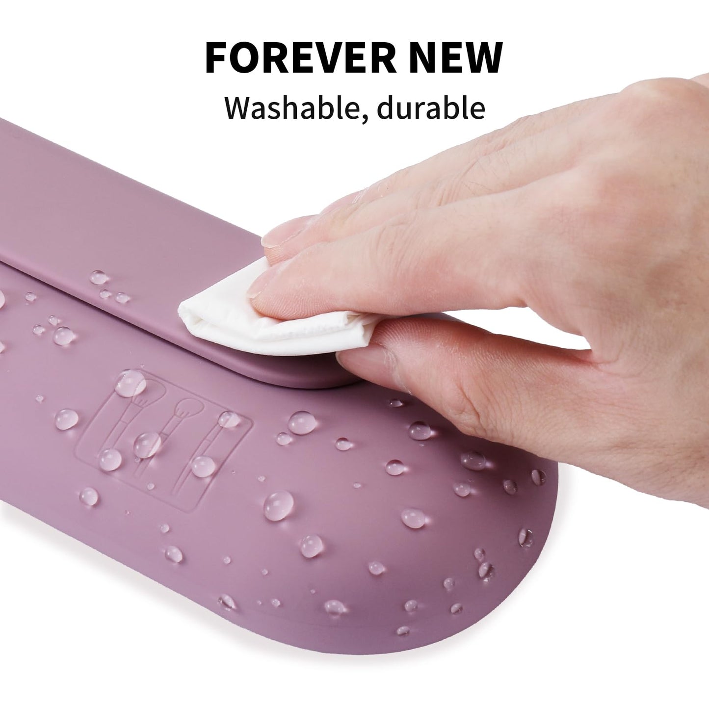 AGIKET Silicone Makeup Brush Holder Travel Cosmetic Bag：Soft Portable Cosmetic Face Brushes Holder with Upgrade Anti-Fall Out Magnetic Closure, Large Travel Makeup Brush Case - Light Purple