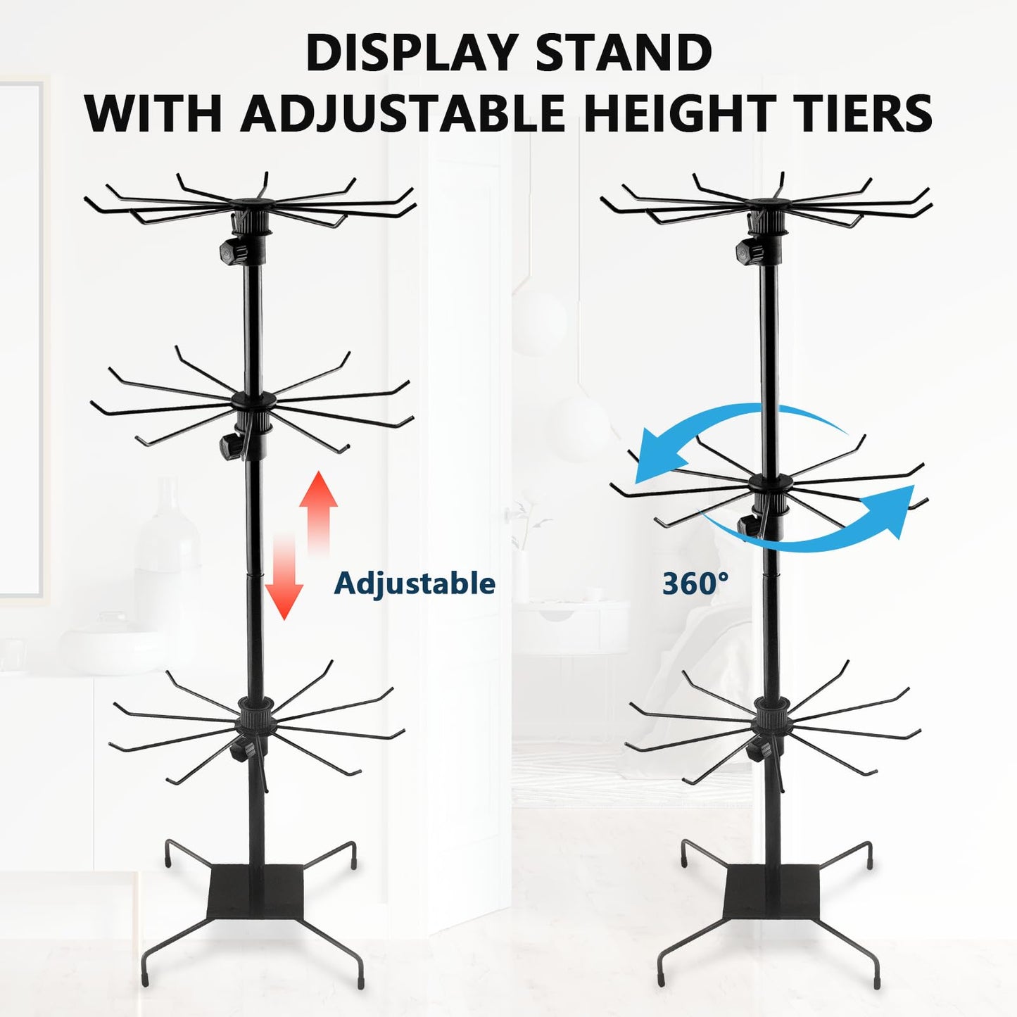 KoMvzyl 1Pc Rotating Display Stand Jewelry Display Rack with Hooks Metal Earrings Display Stands for Selling Necklace