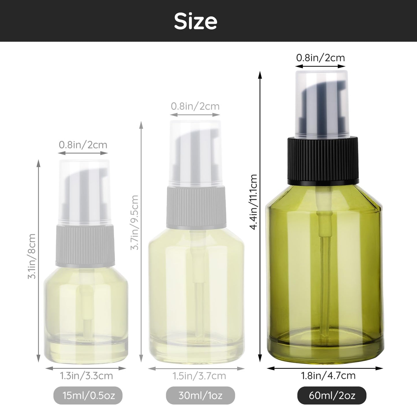 Segbeauty 6pcs 2oz Glass Travel Lotion Container Refillable, Small Travel Containers for Creams, 60ml Mini Empty Lotion Bottles with Pump Dispenser, Cosmetic Skincare Containers Sample Cream Bottle