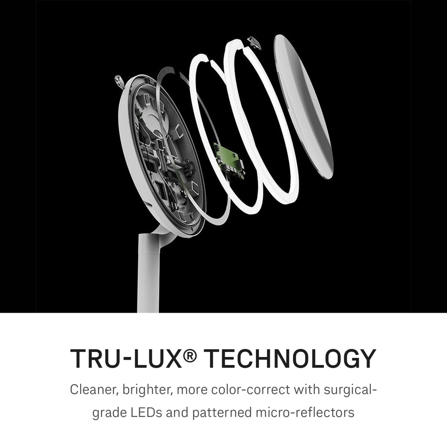 simplehuman Sensor Mirror Trio, 1X 5X 10X Magnification, Round Rechargeable Beauty Makeup Mirror, Tru-Lux® Full-Spectrum Light, Dual Light Settings, Adjustable Brightness, White Steel
