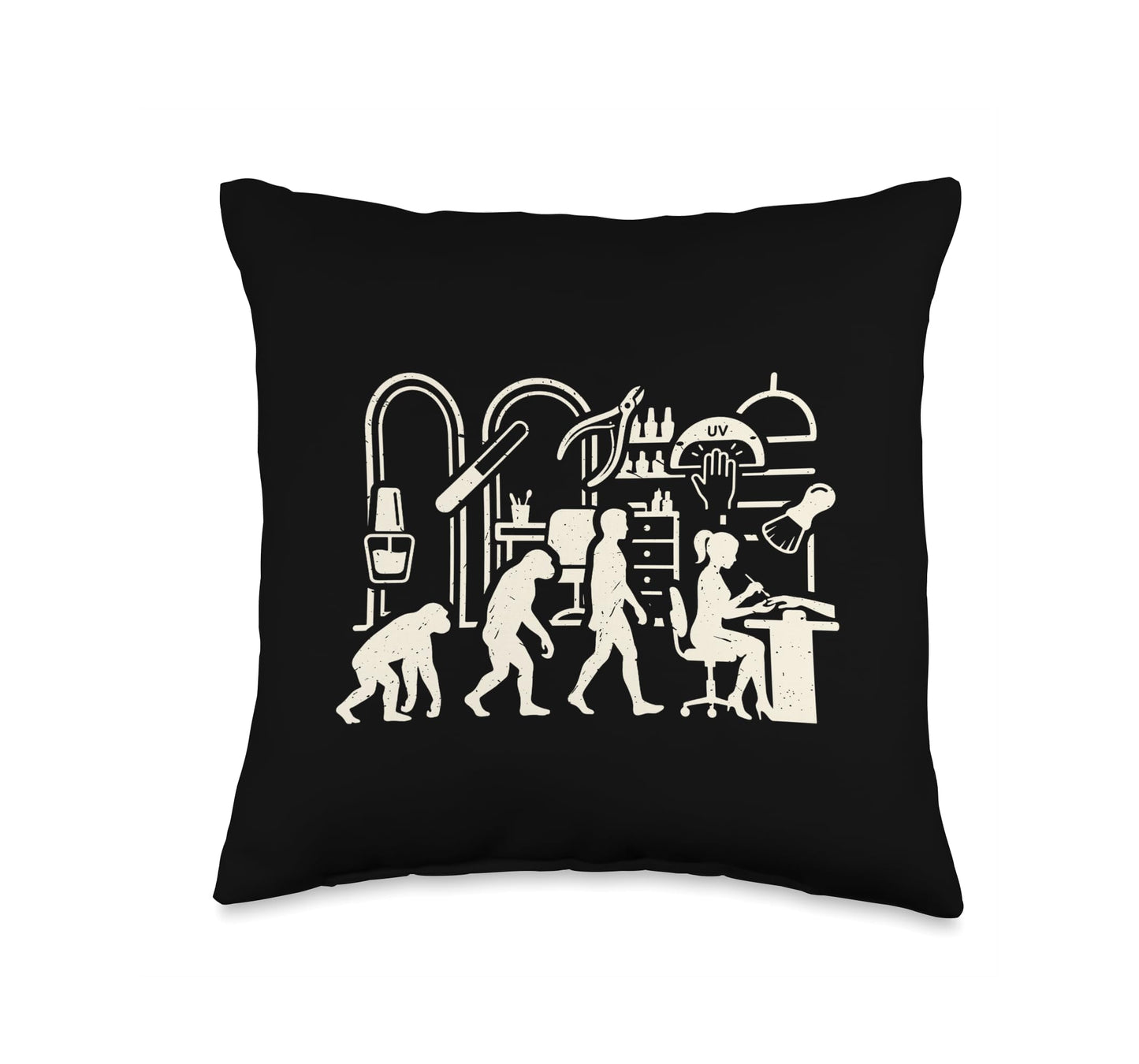 Nail Artist Evolution Funny Beauty Salon Graphic Throw Pillow