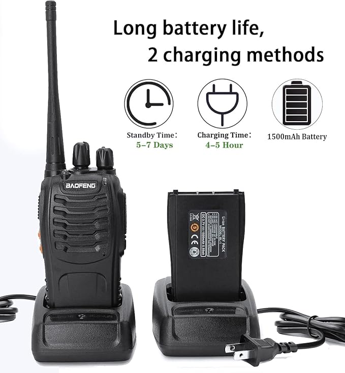Baofeng Walkie Talkies bf-888s Long Range Two-Way Radios for Adults Rechargeable Handheld Interphone Professional UHF Communicator 3 Pack Walky Talky Set with Earpiece,Li-ion Battery and Charger
