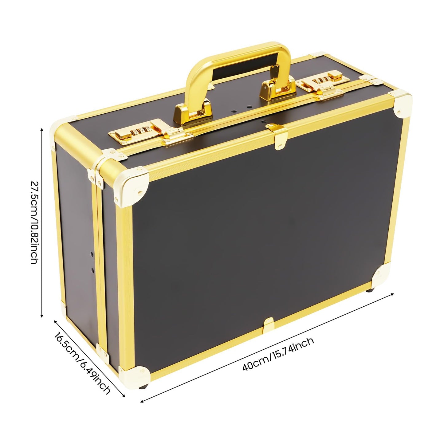 Macahimia Hairdressing Train Case, 15.74x6.49x10.82in Professional Cosmetic Case Organizer with 2 Password locks, Portable Makeup Storage Box, Safety Scissors Hole, Practical Handle