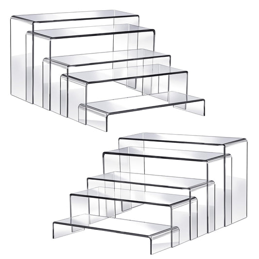 Fixwal 10pcs 2 Set Acrylic Risers for Display Clear Perfume Organizer Stands Acrylic Display Risers for Show Figures, Cupcake, Jewelry, Toys, Perfume and More (Large Size)