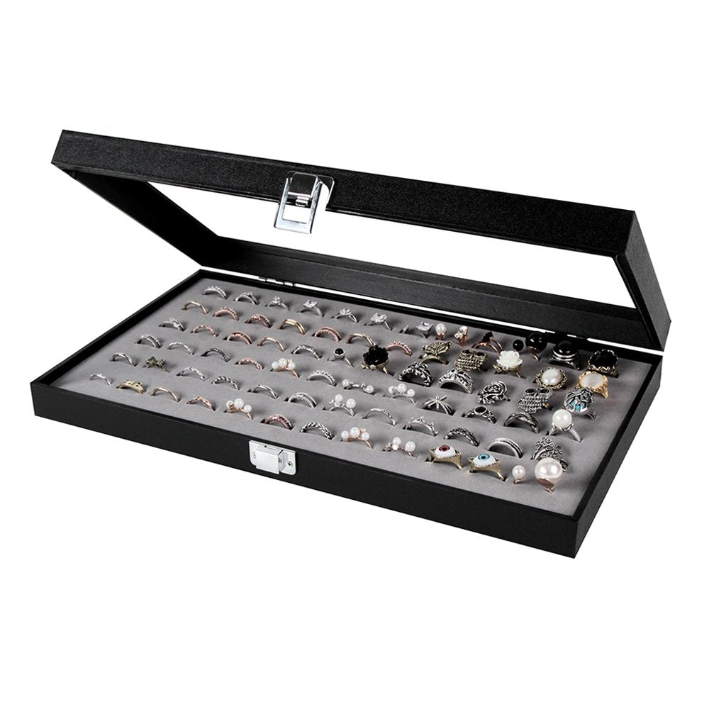 J JACKCUBE DESIGN Ring Organizer - Versatile Ring Display Case and Ring Case - Perfect for Storing and Showcasing Multiple Rings - Elegant Ring Jewelry Box and Storage Solution (Gray Velvet) - MK248C