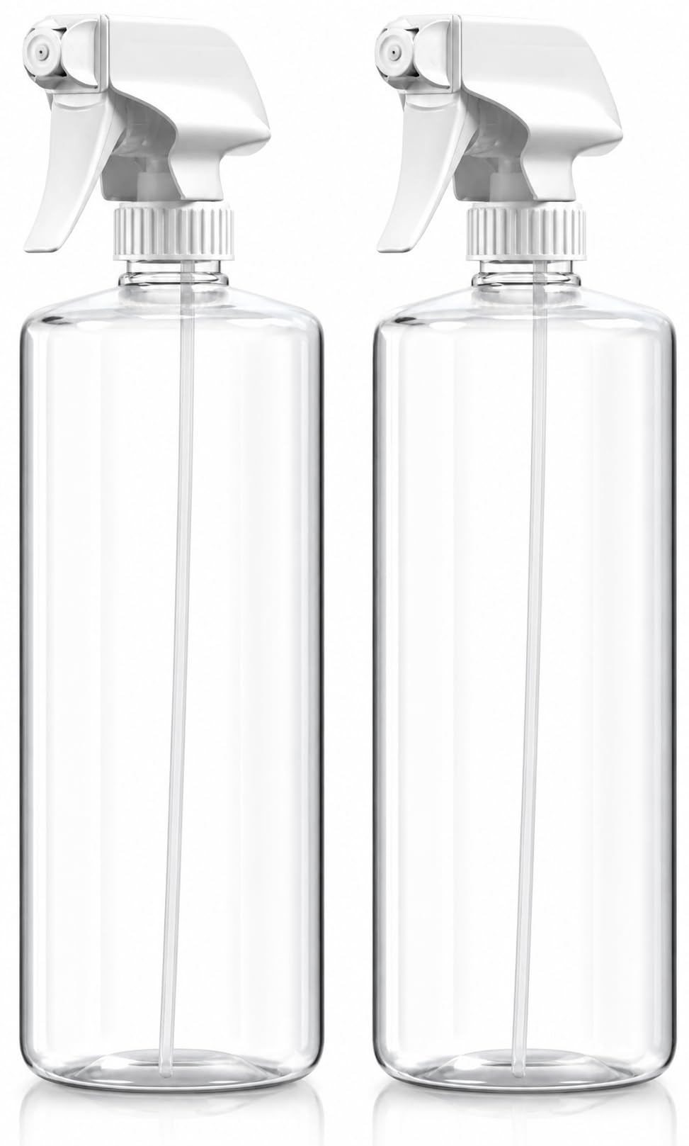 Bar5F Plastic Spray Bottles with Mixor Trigger, 32 oz | Professional, Leak Proof, Empty, Adjustable Fine to Powerful Sprayer, Refillable | Water Plants, Cleaning Solutions | Crystal Clear | Pack of 2