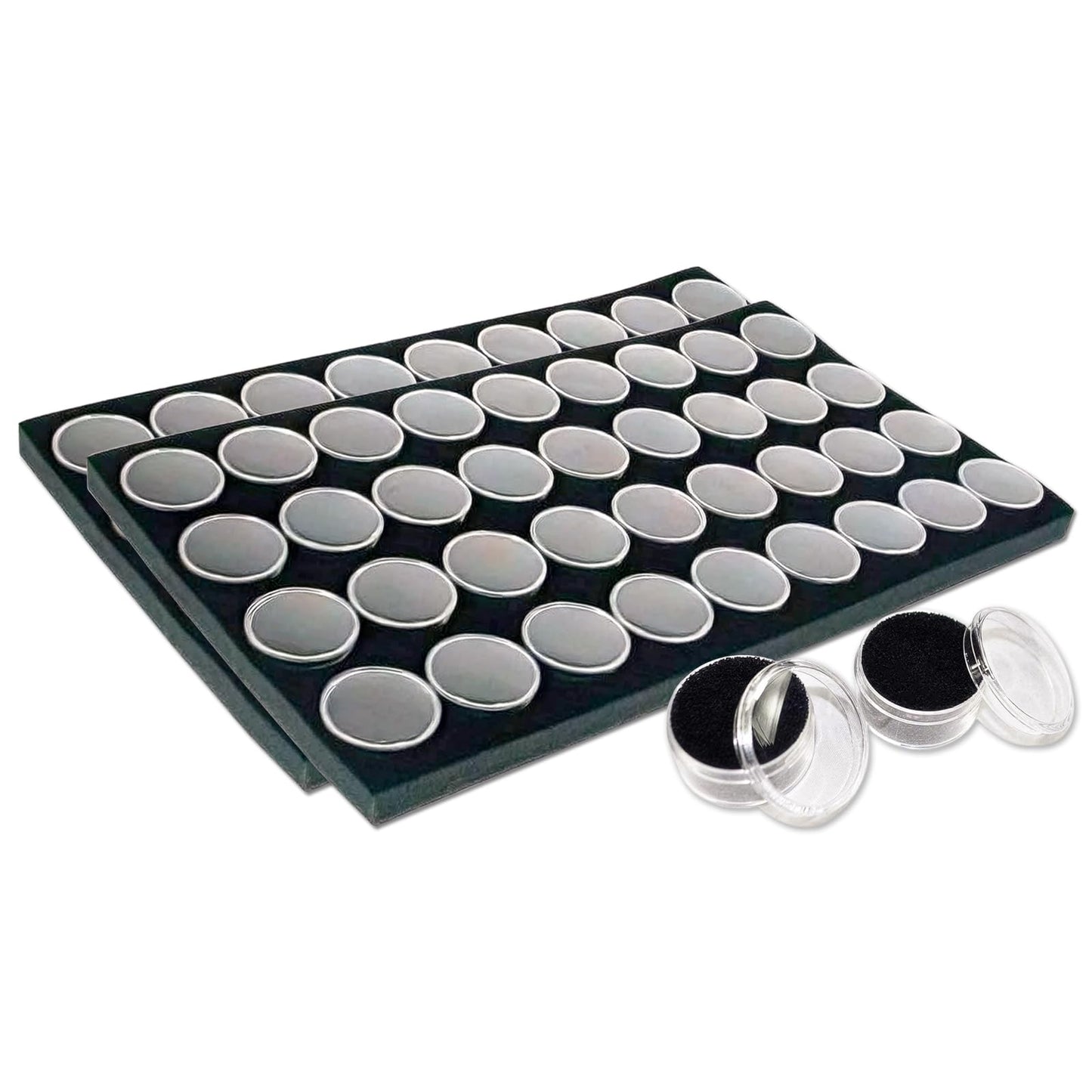 TheDisplayGuys For Your Modern Living 2-Pack 36-Jars Velvet Foam Padding Jewelry Container Inserts - Tray/Case Liners - Medium Gem, Beads, Collectibles Storage Box (Black) by The Display Guys