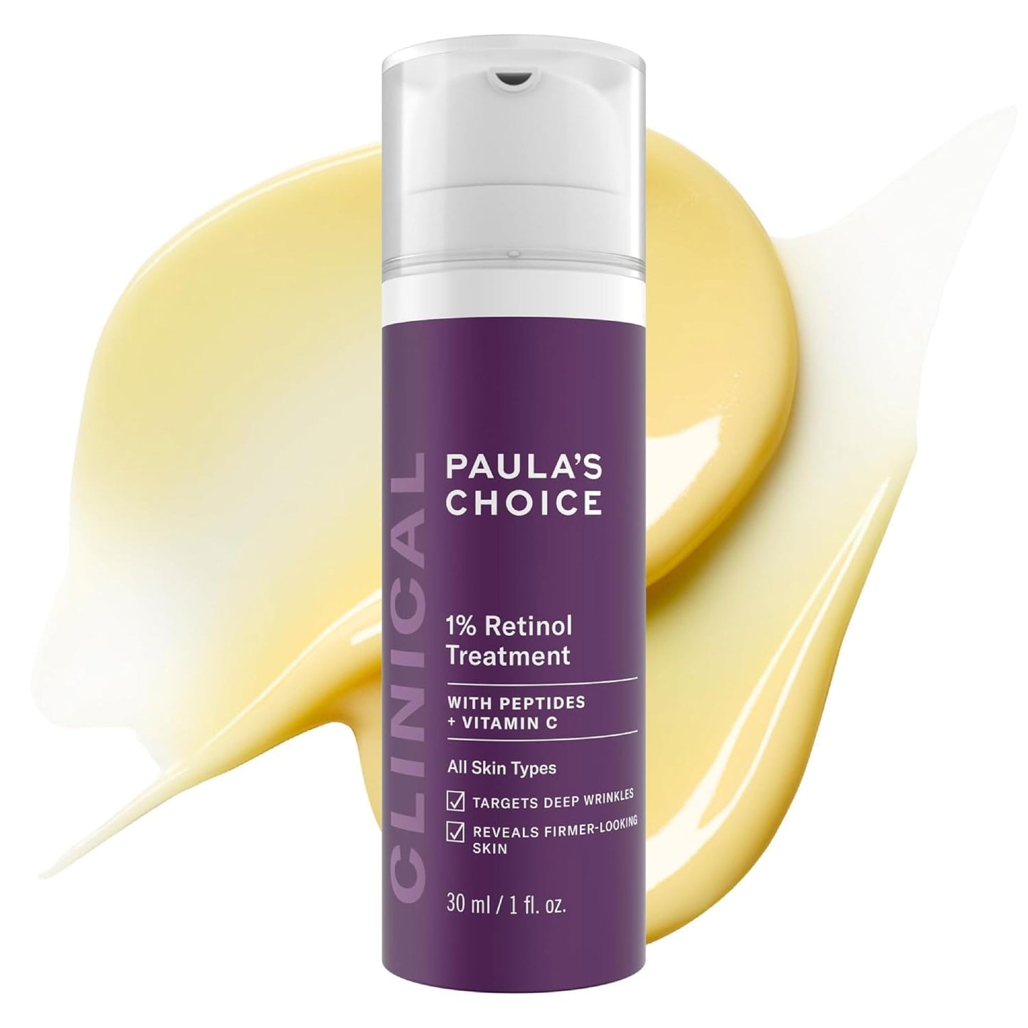 Paula's Choice CLINICAL 1% Retinol Face Treatment with Peptides, Vitamin C & Licorice Extract, Anti-Aging Skin Care Serum, Fine Lines & Wrinkles, Fragrance Free, 1 Fl Oz