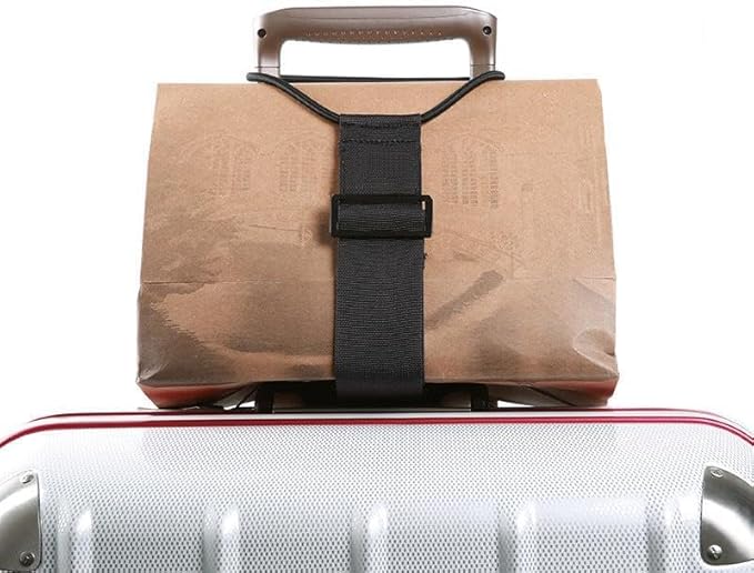 Multi Use Strong Adjustable Luggage Connector Straps, Luggage Straps for Suitcases, Elastic Rope,Adjustable Buckle, Waterproof and Wear-Resistant, Packing Tips for Travel (2*Black)