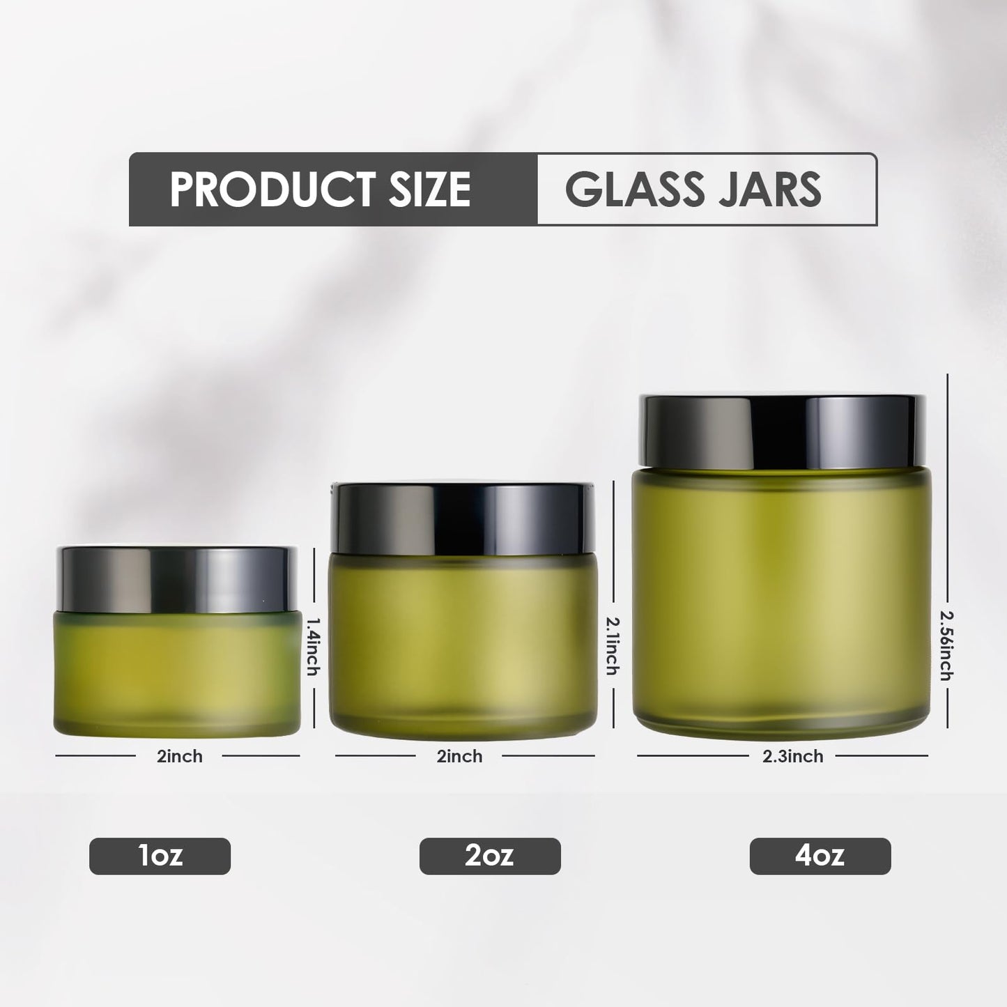 HOA Kinh 3 Pack Green Frosted Glass Jars Empty Cosmetic Containers Round Airtight Glass Jar with Inner Liners and black Lids for Storing Lotions, Powders, and Ointments