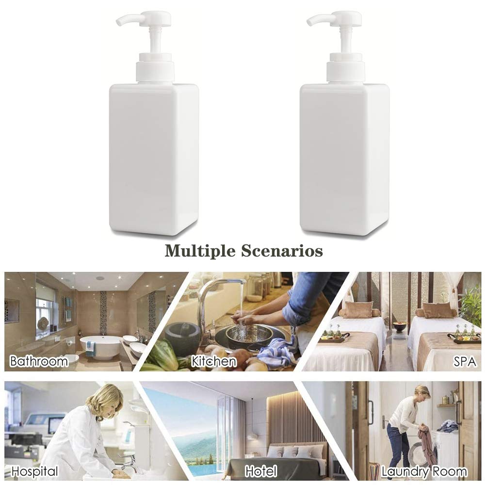 Pump Bottle, Refillable Plastic Empty Lotion Soap Dispenser Liquid Container for Bathroom Shampoo and Body Wash, 22oz/650ml White 2 Pack