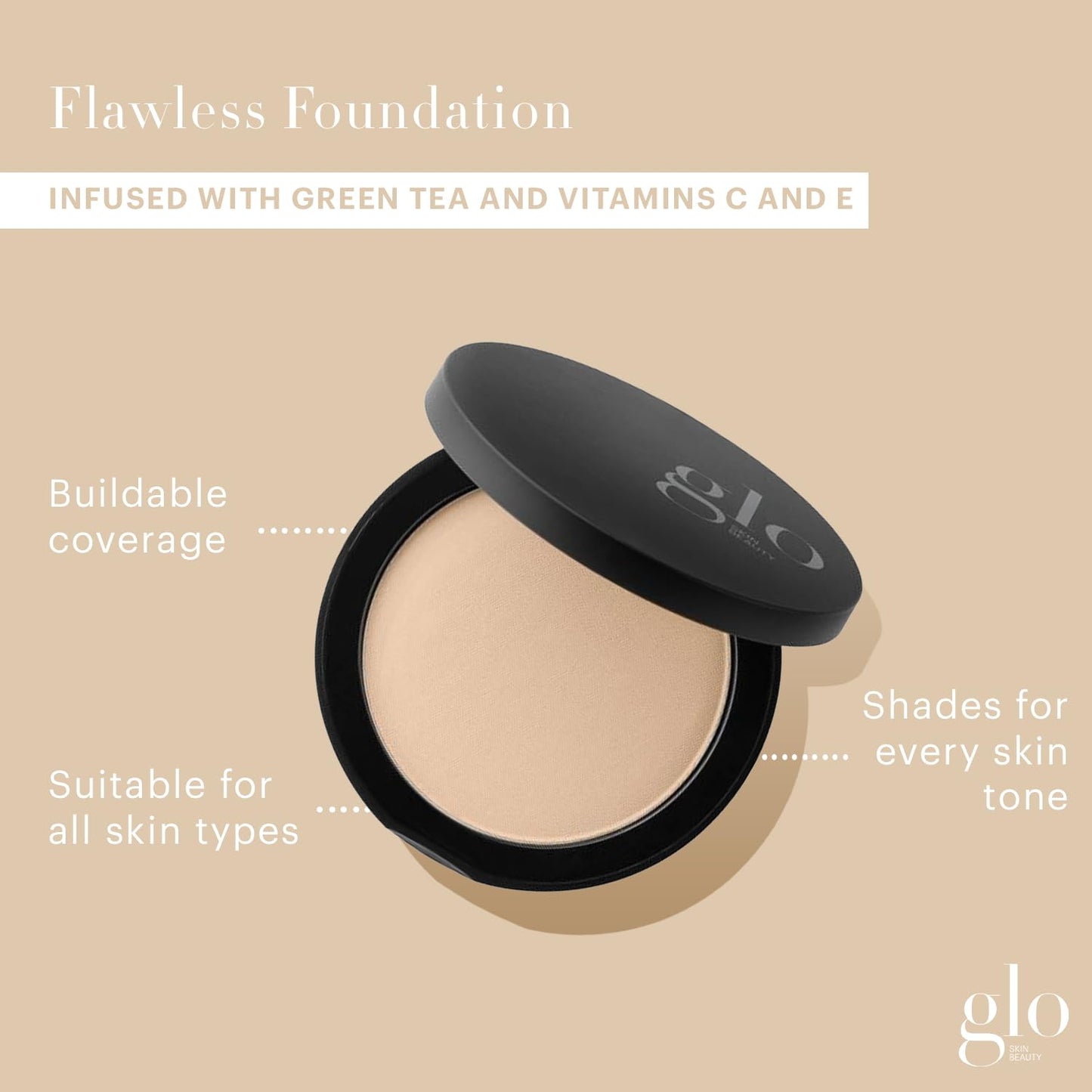 Glo Skin Beauty Pressed Base Powder Foundation, Natural Medium – Buildable Sheer to Full Coverage, Long Wear Face Powder Compact, Pressed Powder Makeup for Smooth, Semi-Matte Finish