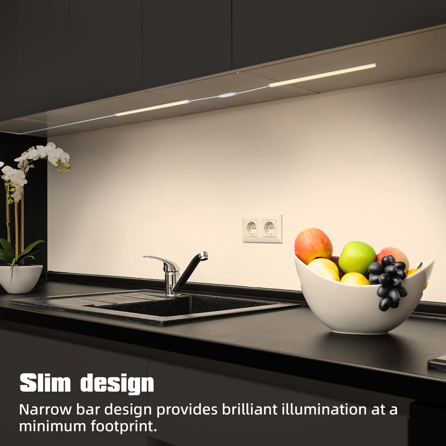 LED Under Cabinet Lighting, 2pcs x 12 Inch Dimmable, USB Plug-in Under Counter Lights with Memory Function, Natural White 4000K