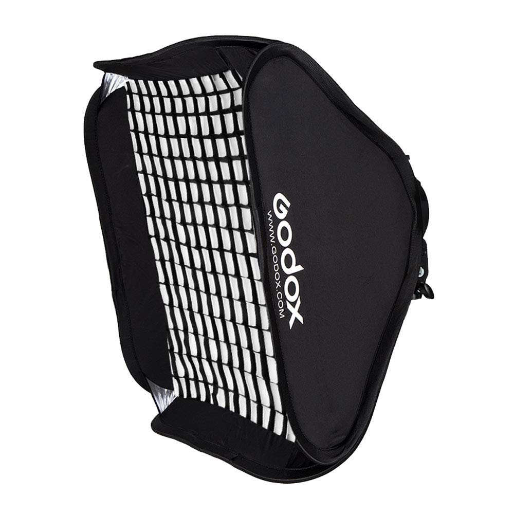 GODOX 32x32inch /80x80cm Foldable Flash Softbox Kit with Grid, Godox S2 S-Type Speedlite Bracket Bowens Mount and Carrying Case for Camera Flash Speedlight Studio Photography Video Shooting