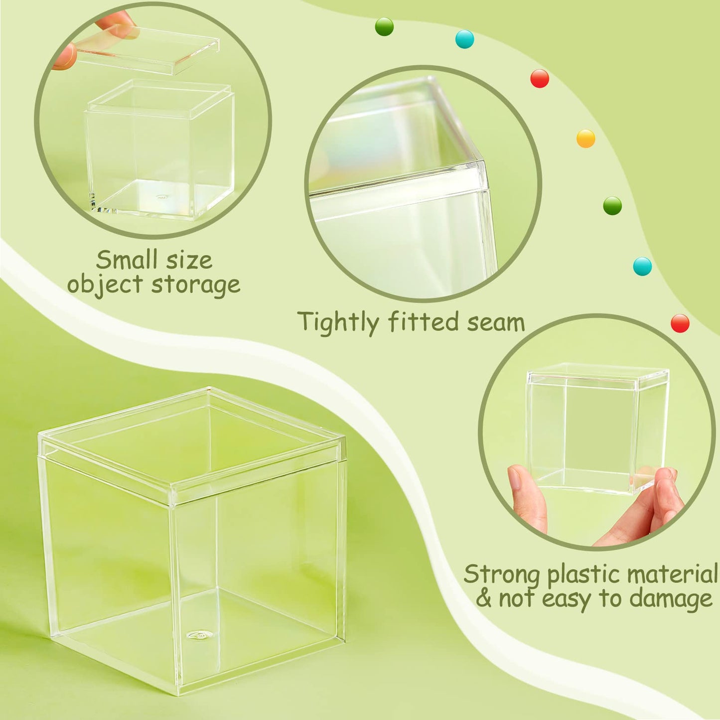 Juexica 12 Pcs Clear Acrylic Box with Lid Plastic Small Acrylic Boxes Decorative Storage Box Jewelry Display Mini Clear Container for Home Candy Pill Tiny Jewelry(Square,4 x 4 x 4)