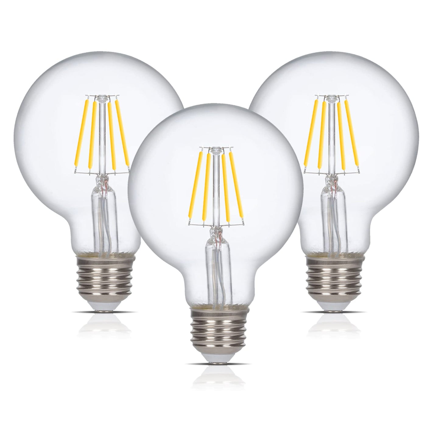 Simba Lighting LED Edison Vintage Filament G25 6W 120V E26, 4000K, 3 Pack