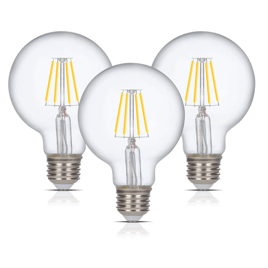 Simba Lighting LED Edison Vintage Filament G25 6W 120V E26, 4000K, 3 Pack
