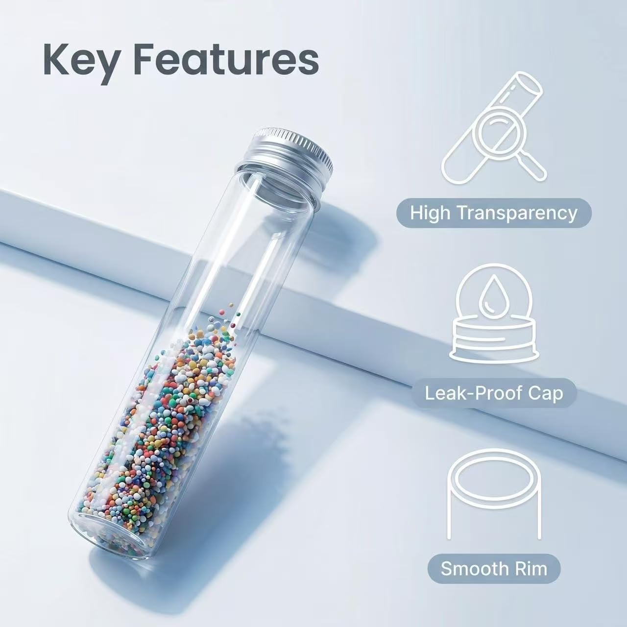 QOAEZK 25PCS 30ML Clear Glass Vial with Aluminum Screw Cap,Tiny Bottle Mini Jars Glass Tube for Beads Glitter Seed Samplers Storage